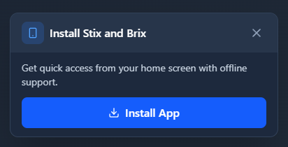 Desktop browser showing the install prompt icon in the address bar