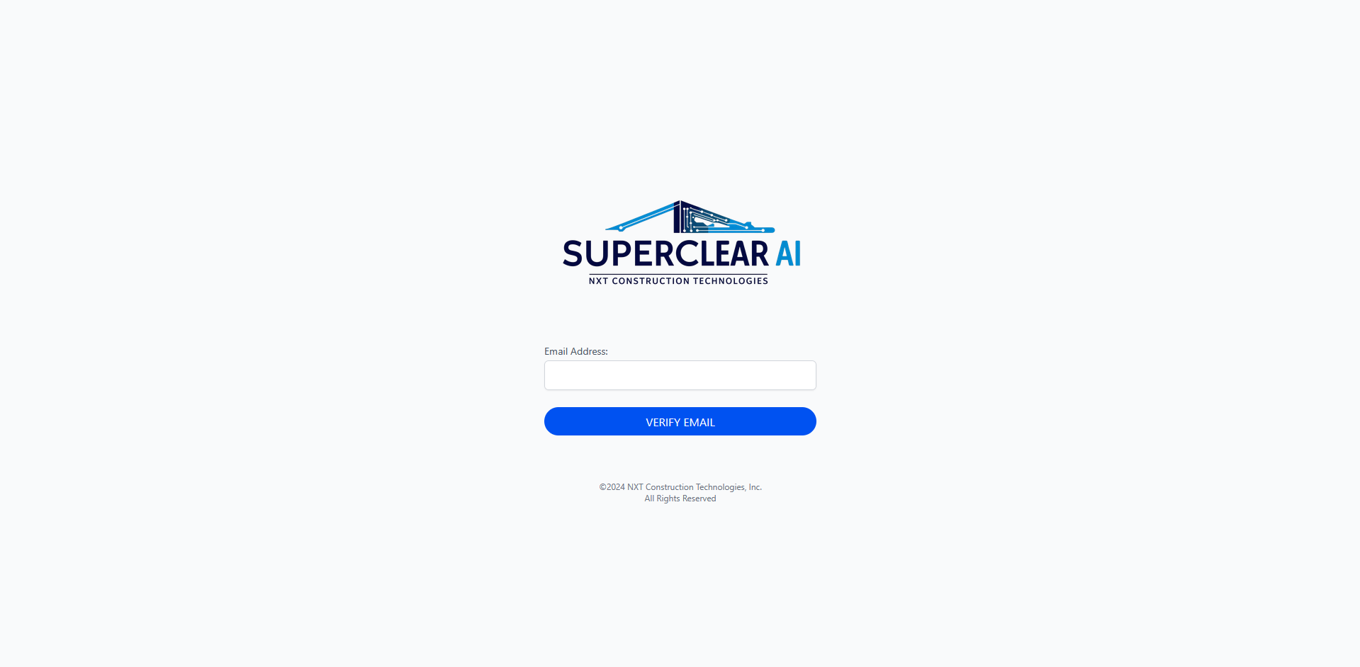 SuperClear AI sign-in page with email field and Verify Email button